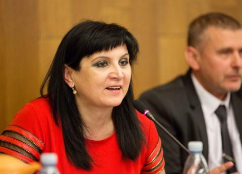 Klára Samková at the conference in Parliament